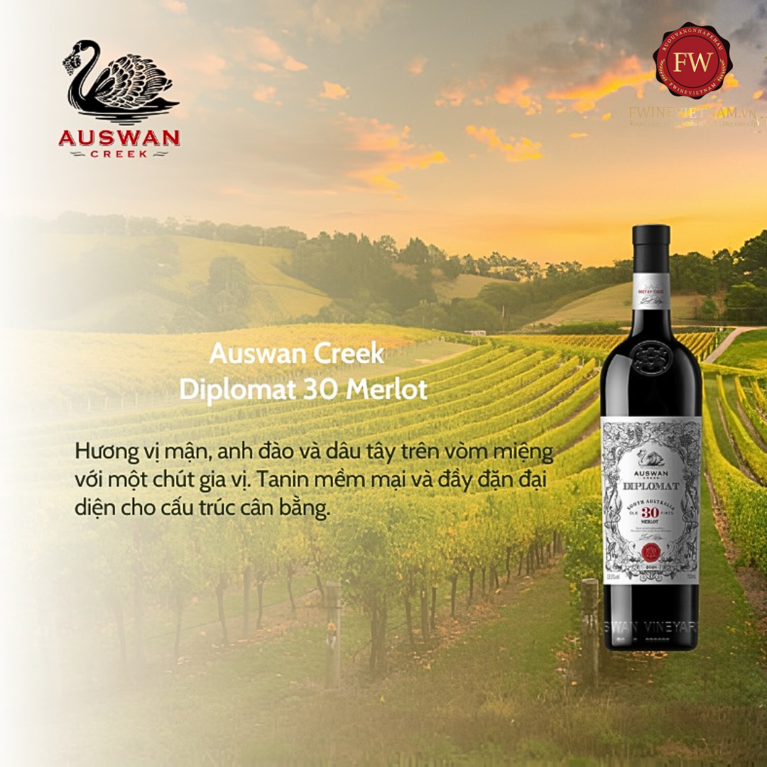 Rượu Vang Auswan Creek Diplomat 30 Merlot