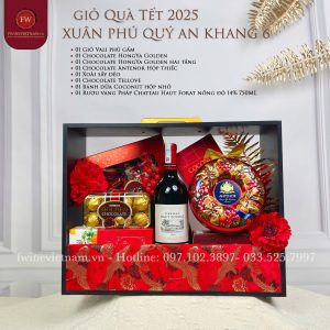 Set quà Xuân Phú Quý An Khang 06- Giỏ Quà cốp vali màu đỏ