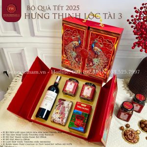 Bộ Hộp Quà Tết Hưng Thịnh Lộc Tài 03- Set quà Vang Pháp