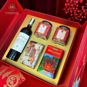 Bộ Hộp Quà Tết Hưng Thịnh Lộc Tài 03- Set quà Vang Pháp